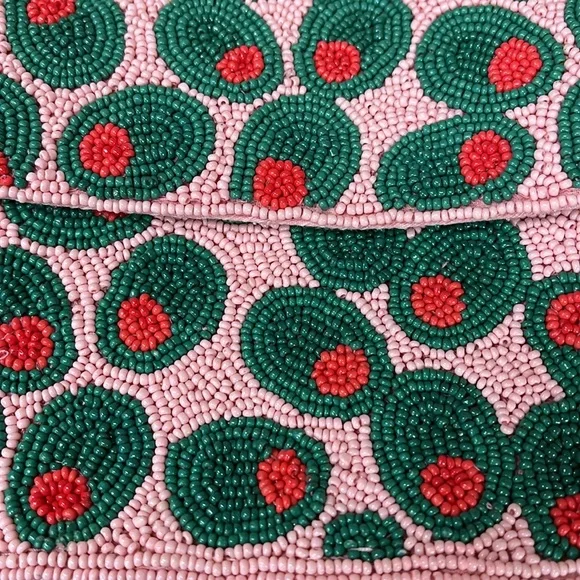 Anthropologie Fiona olive  Pink and Green Beaded Shoulder Bag Preowned - Picture 4 of 8